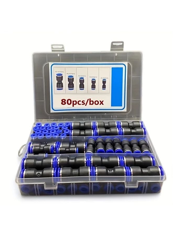 80pcs Quick Connect Air Hose Fittings Kit Metal Push To Connect Pneumatic Connectors - Image 1